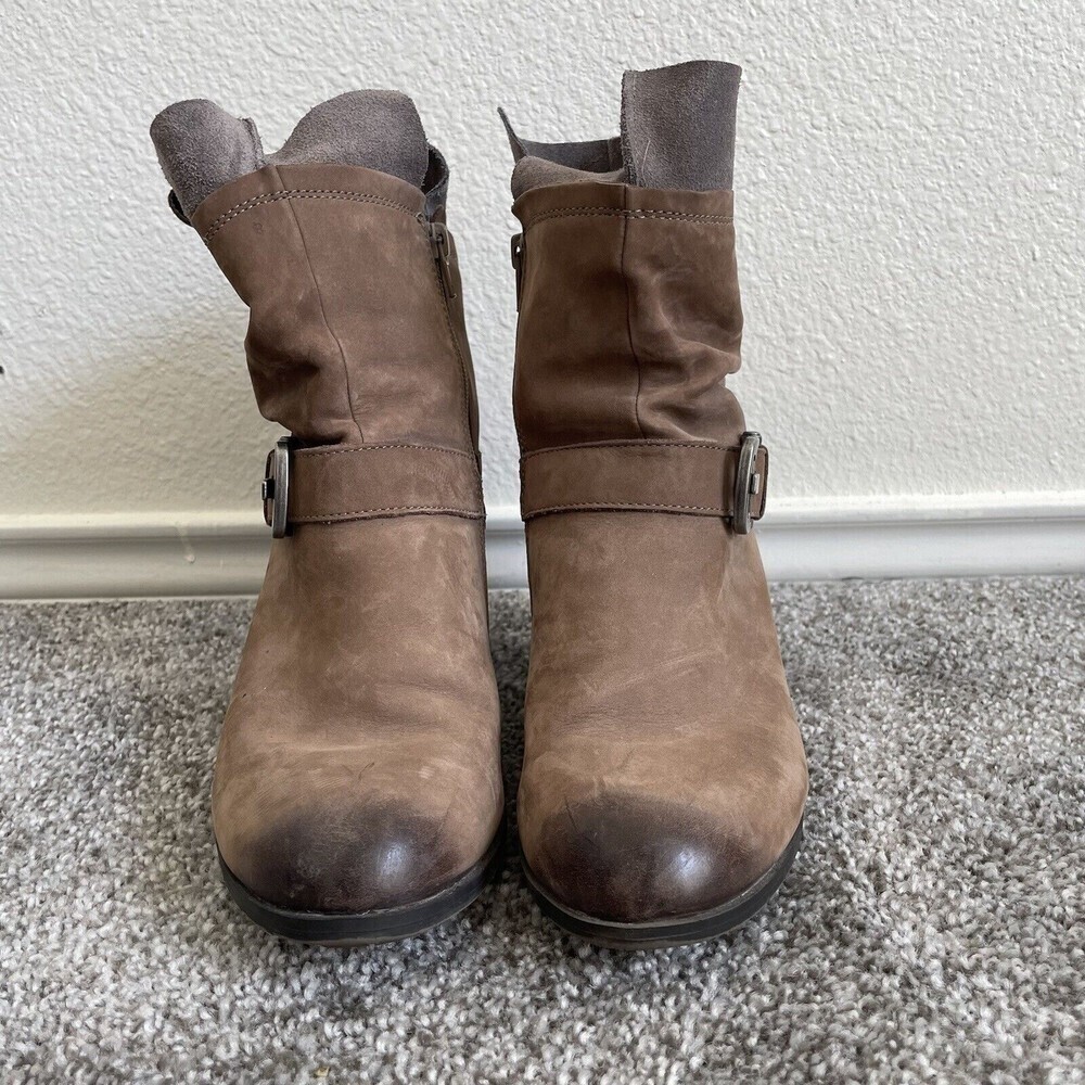 ARA Luftpolster boots womens 8.5 brown suede leather burnished slouch Booties - Picture 2 of 10